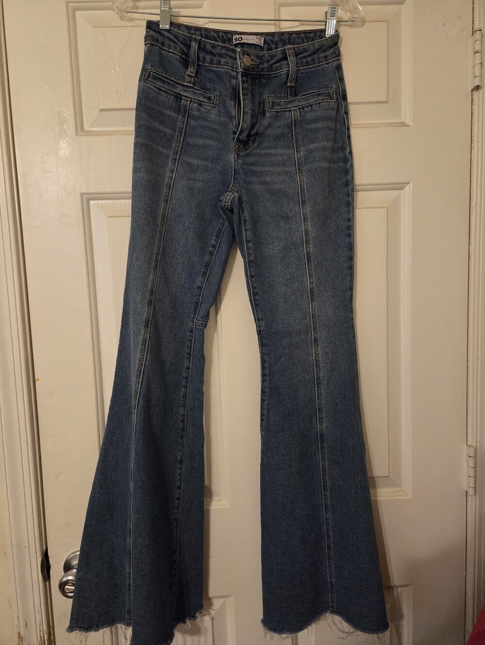 SO Women's Dark Blue Flare Jeans with Front Seams New With Out Tags